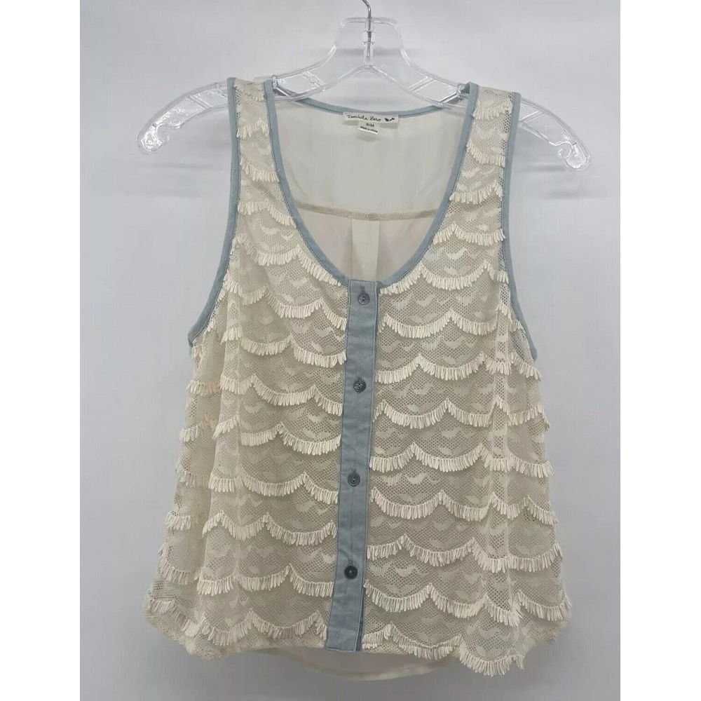 DOUBLE ZERO Sheer Fringe Top Women's Small/ Medium Western Boho Mermaid
